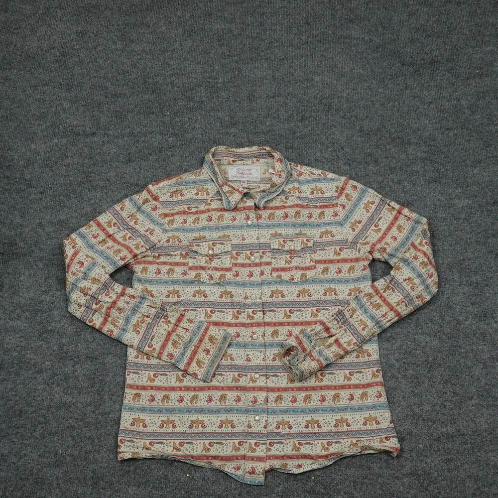 Panhandle Shirt Girl XL Multicolor Western Cowgirl Pearl Snap Long Sleeve Cotton